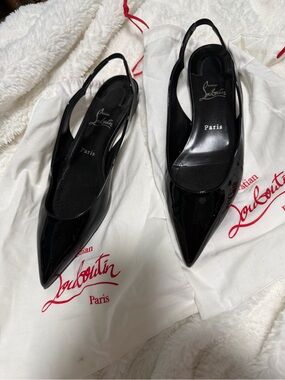 Christian Louboutin Black Patent Hot Chick Slingback (limited edition)